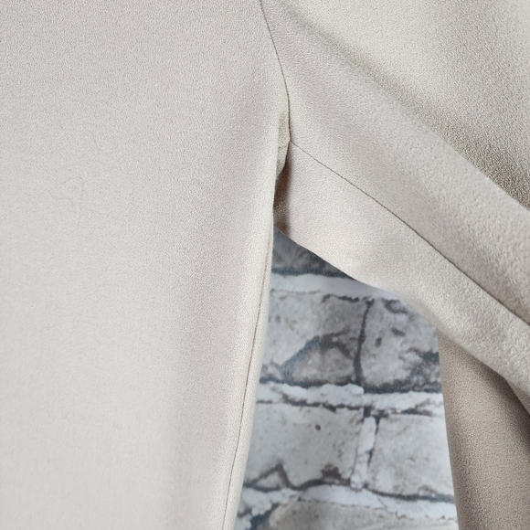 H Halston High Rise Wide Leg Dress Pant Tan Velvet Piping Bandless Waist Size 6 - Picture 9 of 16